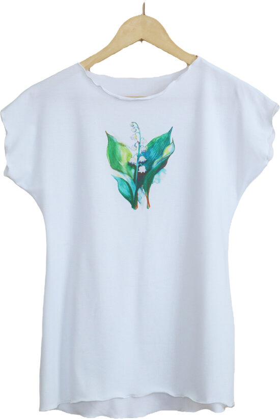 Balts sieviešu krekliņš ar maijpuķi